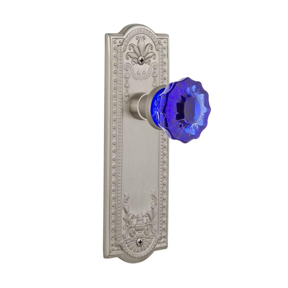 Nostalgic Warehouse Meadows Plate Passage Crystal Cobalt Glass Door Knob in Satin Nickel