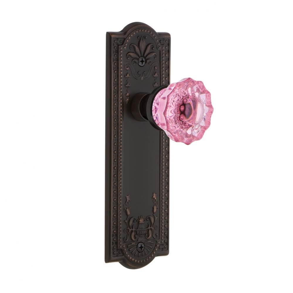 Nostalgic Warehouse Meadows Plate Passage Crystal Pink Glass Door Knob in Timeless Bronze