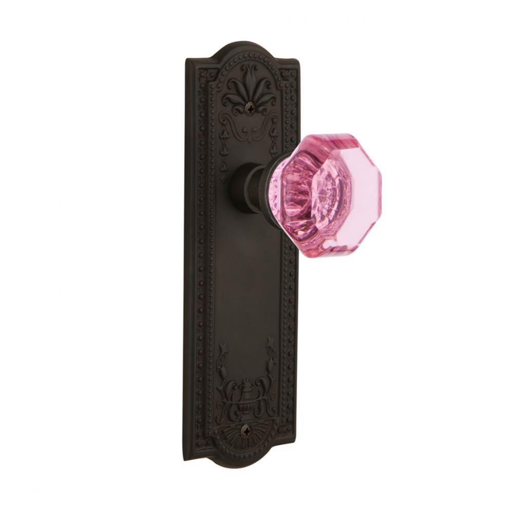 Nostalgic Warehouse Meadows Plate Passage Waldorf Pink Door Knob in Oil-Rubbed Bronze