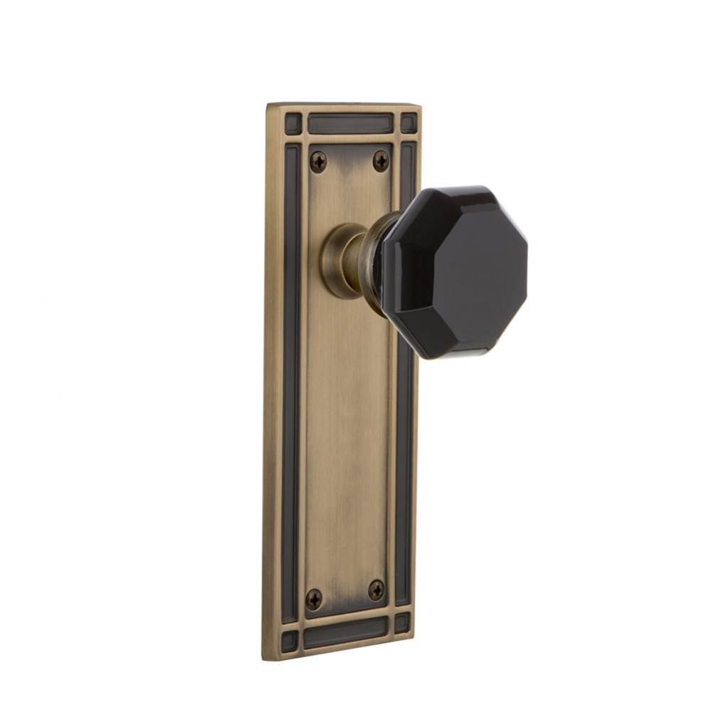 Nostalgic Warehouse Mission Plate Passage Waldorf Black Door Knob in Antique Brass