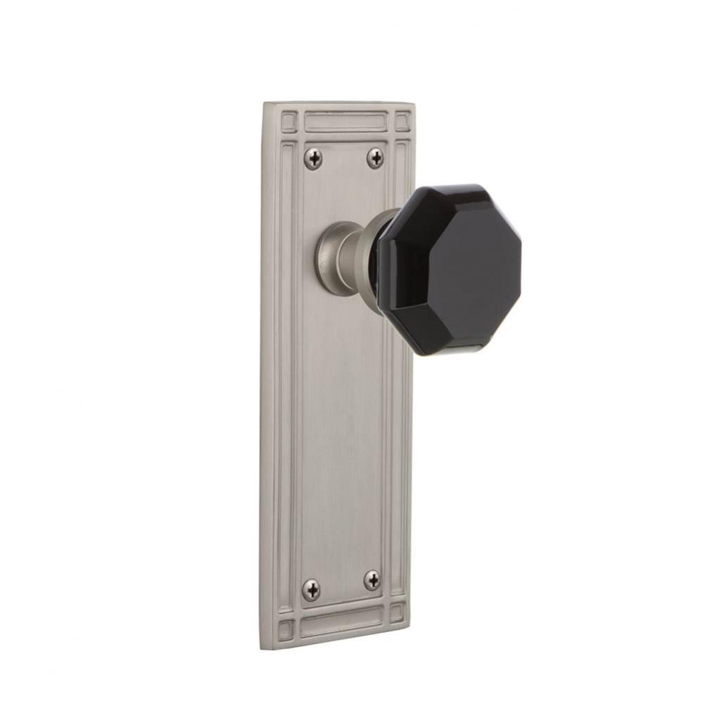 Nostalgic Warehouse Mission Plate Passage Waldorf Black Door Knob in Satin Nickel