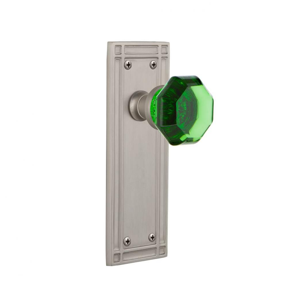 Nostalgic Warehouse Mission Plate Passage Waldorf Emerald Door Knob in Satin Nickel