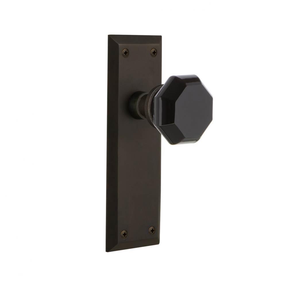 Nostalgic Warehouse New York Plate Passage Waldorf Black Door Knob in Oil-Rubbed Bronze