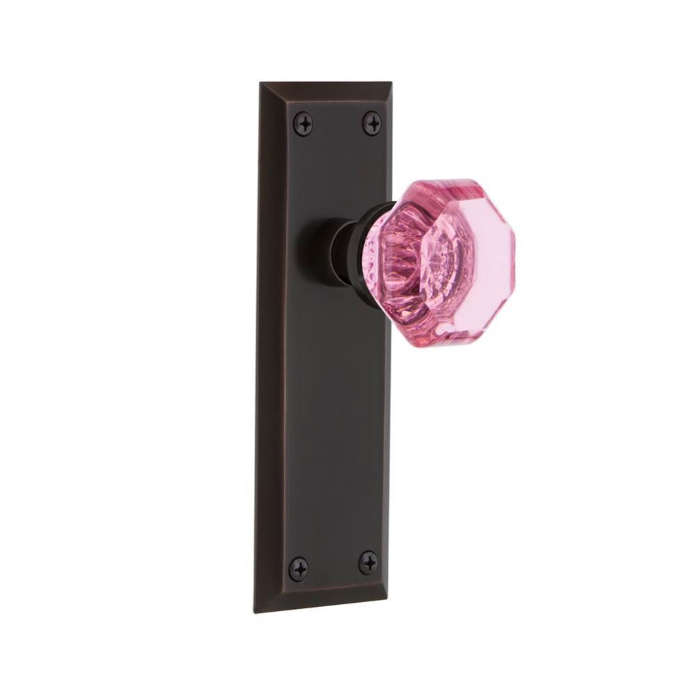 Nostalgic Warehouse New York Plate Passage Waldorf Pink Door Knob in Timeless Bronze