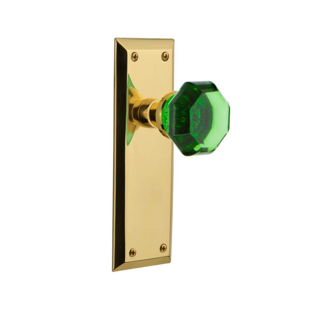 Nostalgic Warehouse New York Plate Passage Waldorf Emerald Door Knob in Unlaquered Brass