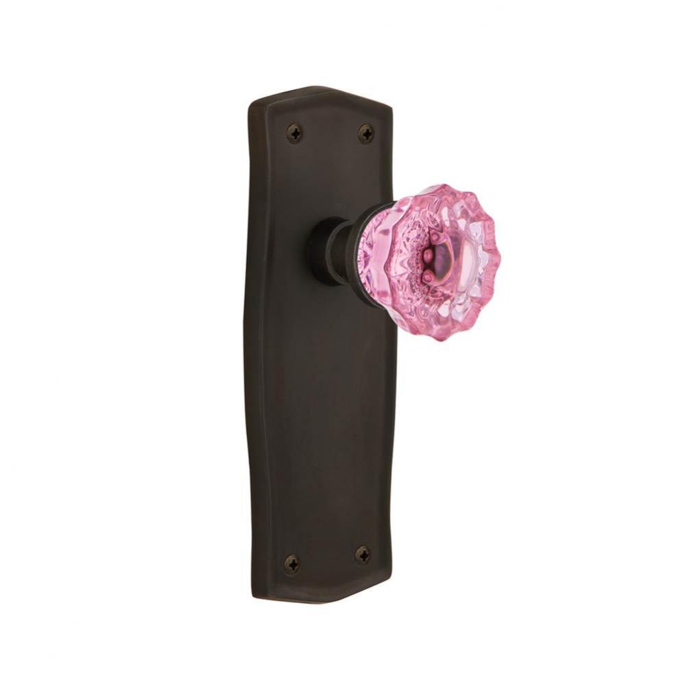 Nostalgic Warehouse Prairie Plate Passage Crystal Pink Glass Door Knob in Oil-Rubbed Bronze