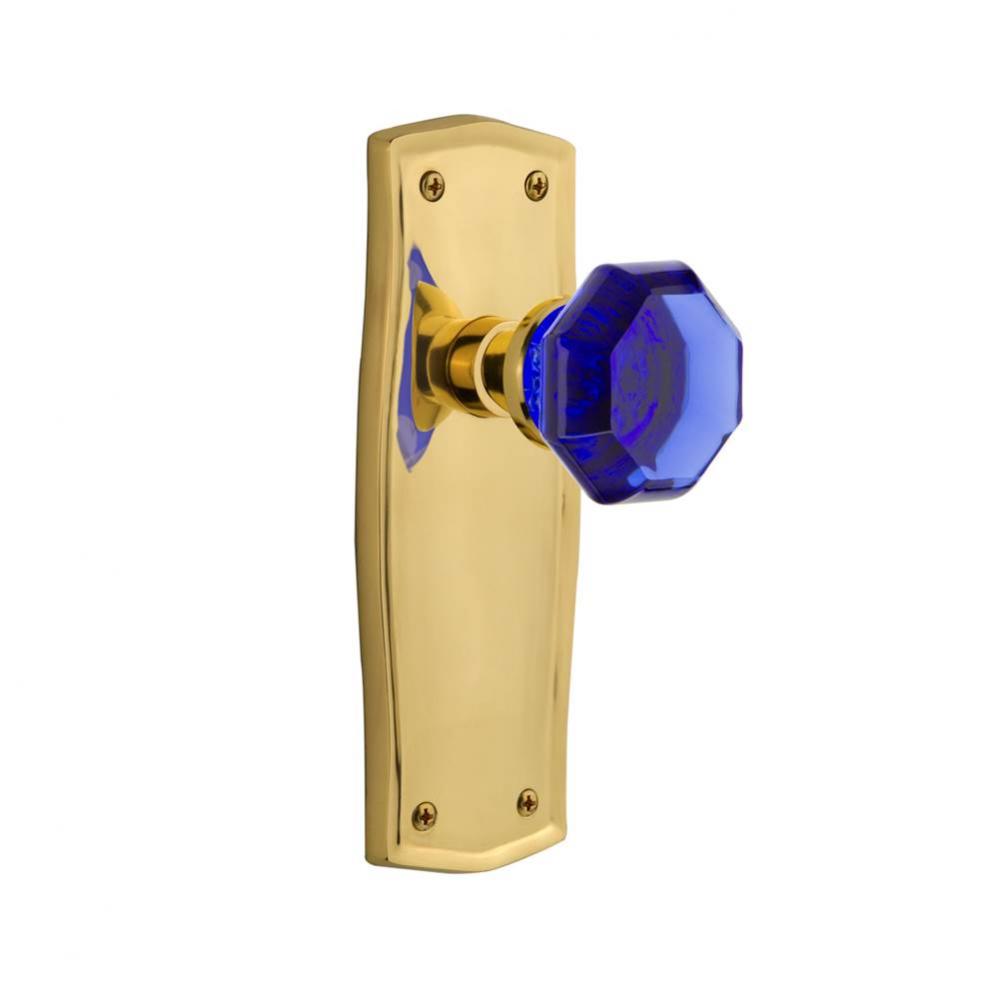 Nostalgic Warehouse Prairie Plate Passage Waldorf Cobalt Door Knob in Polished Brass