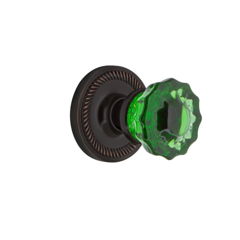 Nostalgic Warehouse Rope Rosette Passage Crystal Emerald Glass Door Knob in Timeless Bronze