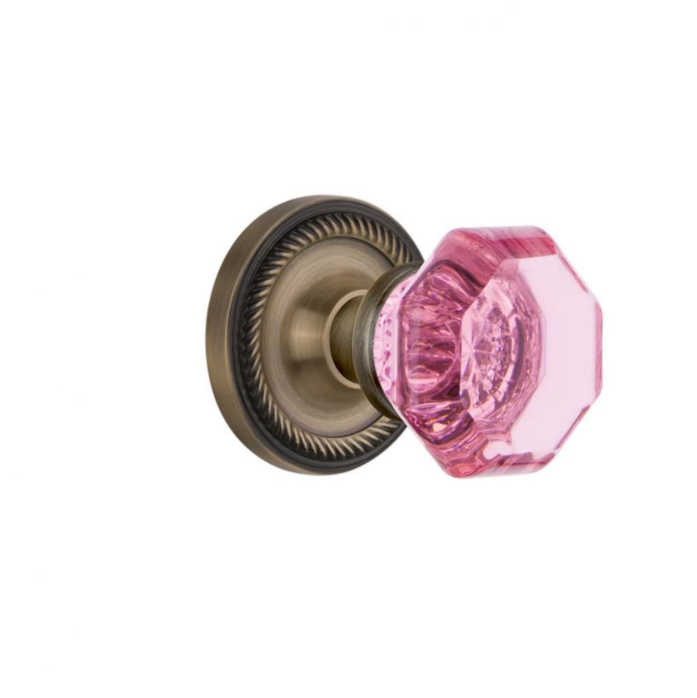 Nostalgic Warehouse Rope Rosette Passage Waldorf Pink Door Knob in Antique Brass