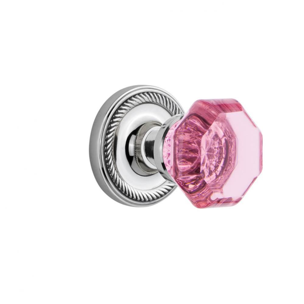 Nostalgic Warehouse Rope Rosette Passage Waldorf Pink Door Knob in Bright Chrome