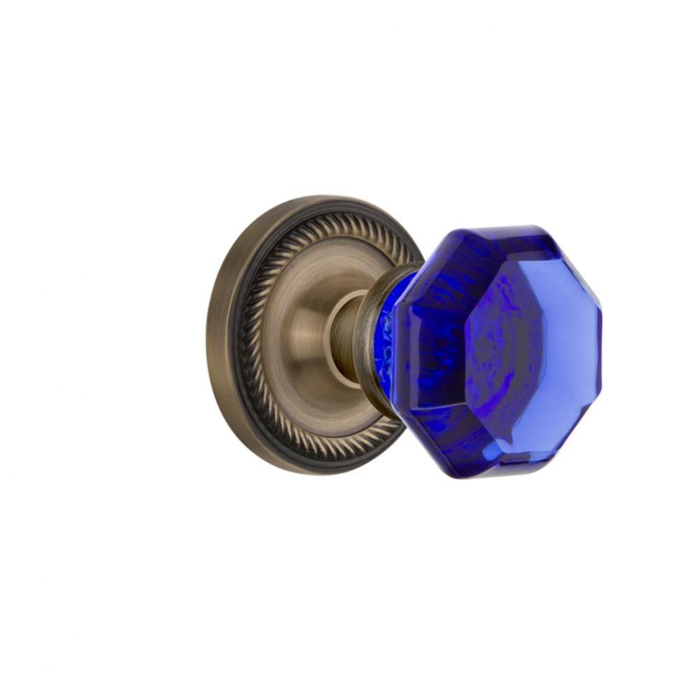 Nostalgic Warehouse Rope Rosette Passage Waldorf Cobalt Door Knob in Antique Brass