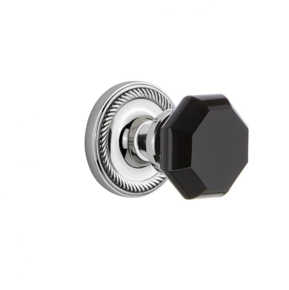 Nostalgic Warehouse Rope Rosette Passage Waldorf Black Door Knob in Bright Chrome