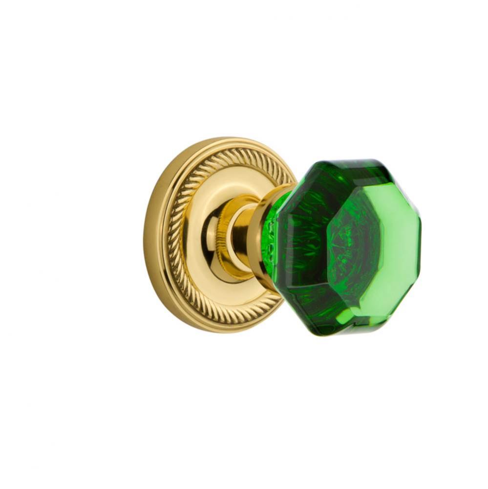 Nostalgic Warehouse Rope Rosette Passage Waldorf Emerald Door Knob in Polished Brass