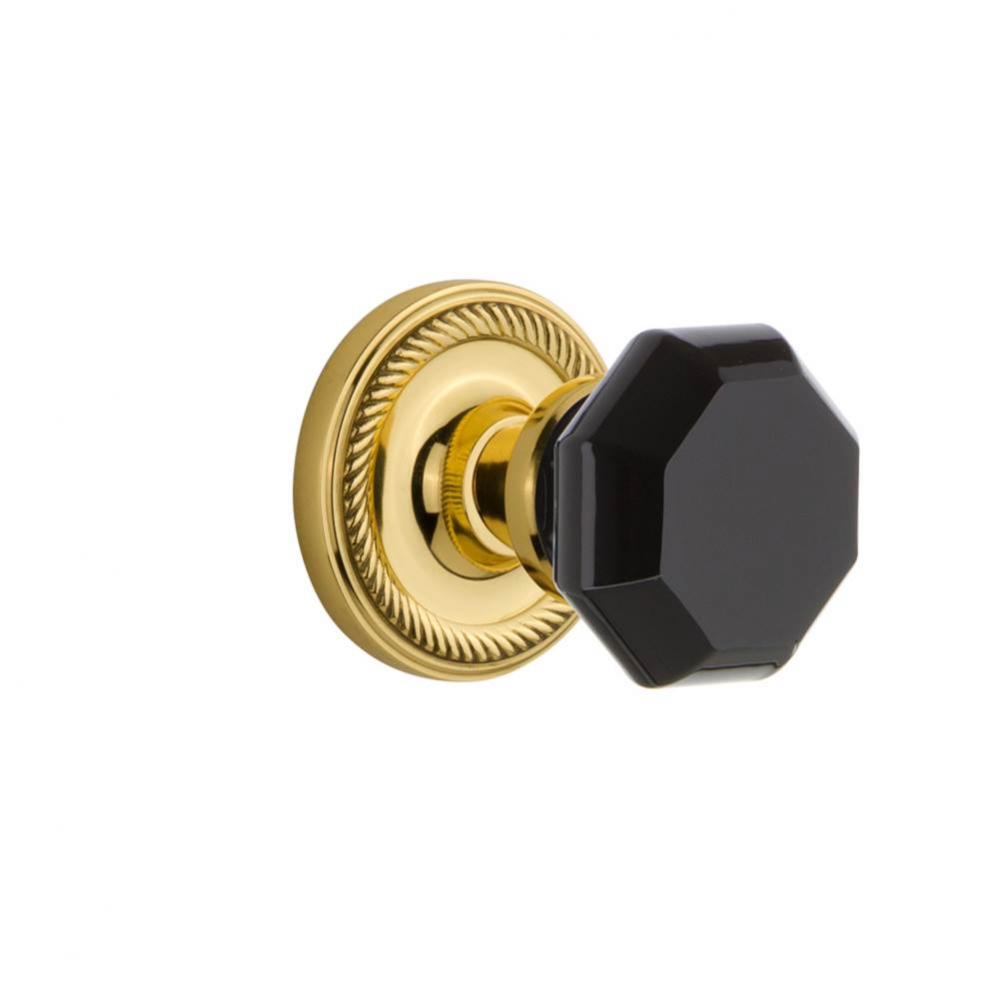 Nostalgic Warehouse Rope Rosette Passage Waldorf Black Door Knob in Polished Brass