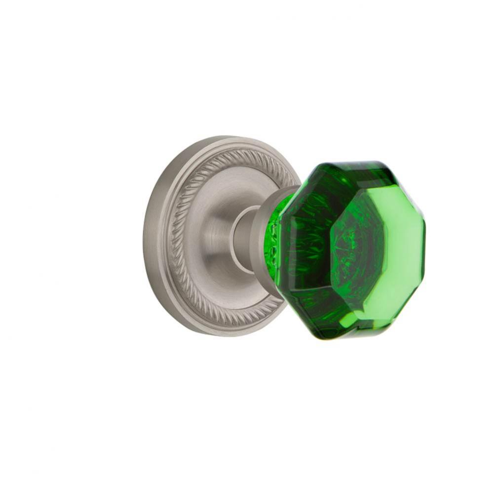 Nostalgic Warehouse Rope Rosette Passage Waldorf Emerald Door Knob in Satin Nickel