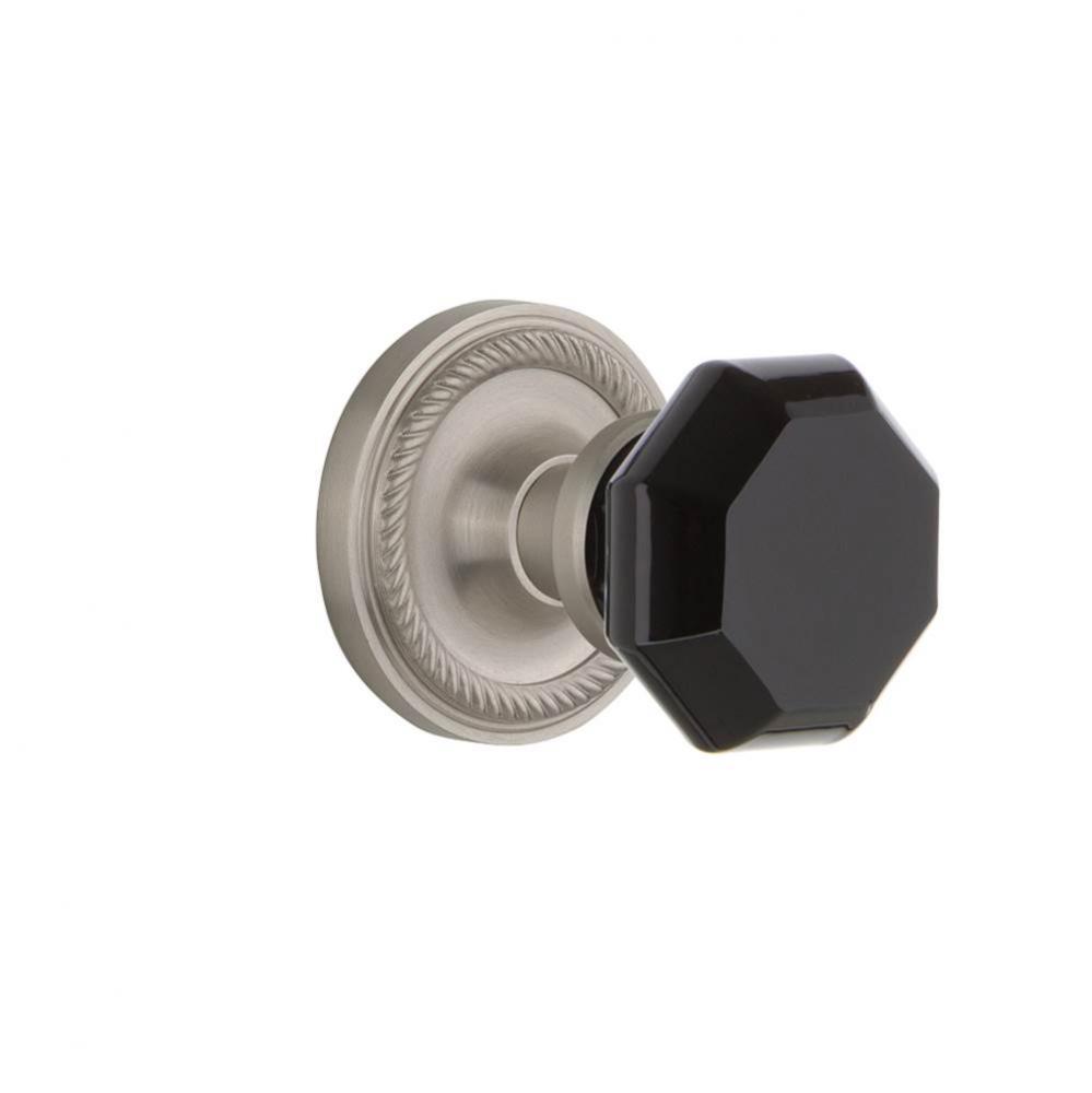 Nostalgic Warehouse Rope Rosette Passage Waldorf Black Door Knob in Satin Nickel