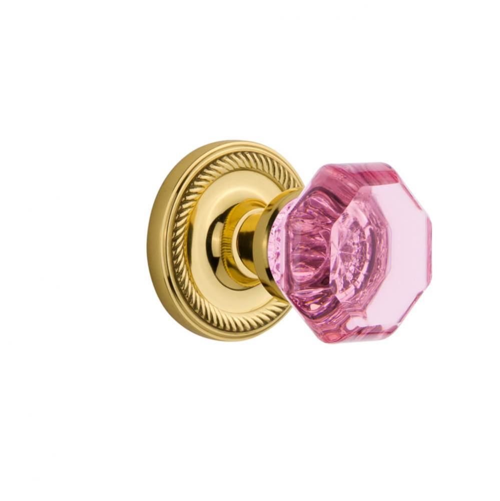 Nostalgic Warehouse Rope Rosette Passage Waldorf Pink Door Knob in Unlaquered Brass