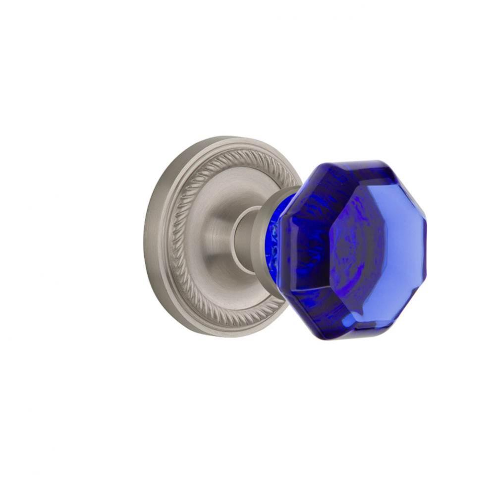 Nostalgic Warehouse Rope Rosette Passage Waldorf Cobalt Door Knob in Satin Nickel