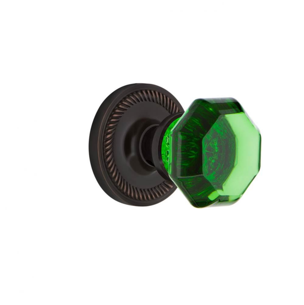 Nostalgic Warehouse Rope Rosette Passage Waldorf Emerald Door Knob in Timeless Bronze