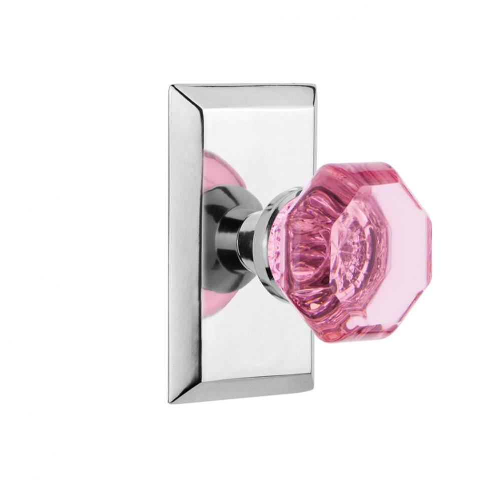 Nostalgic Warehouse Studio Plate Passage Waldorf Pink Door Knob in Bright Chrome