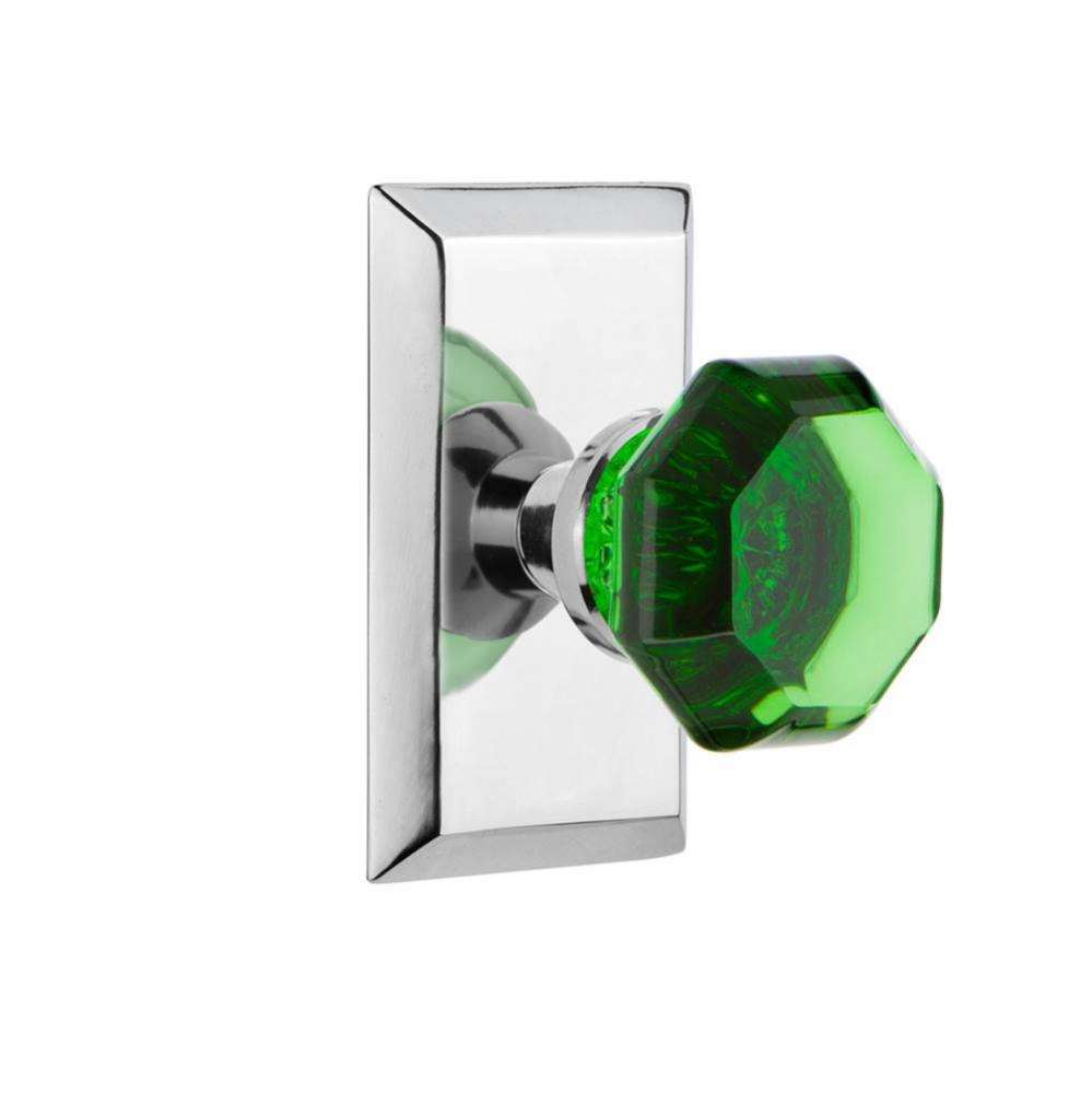 Nostalgic Warehouse Studio Plate Passage Waldorf Emerald Door Knob in Bright Chrome