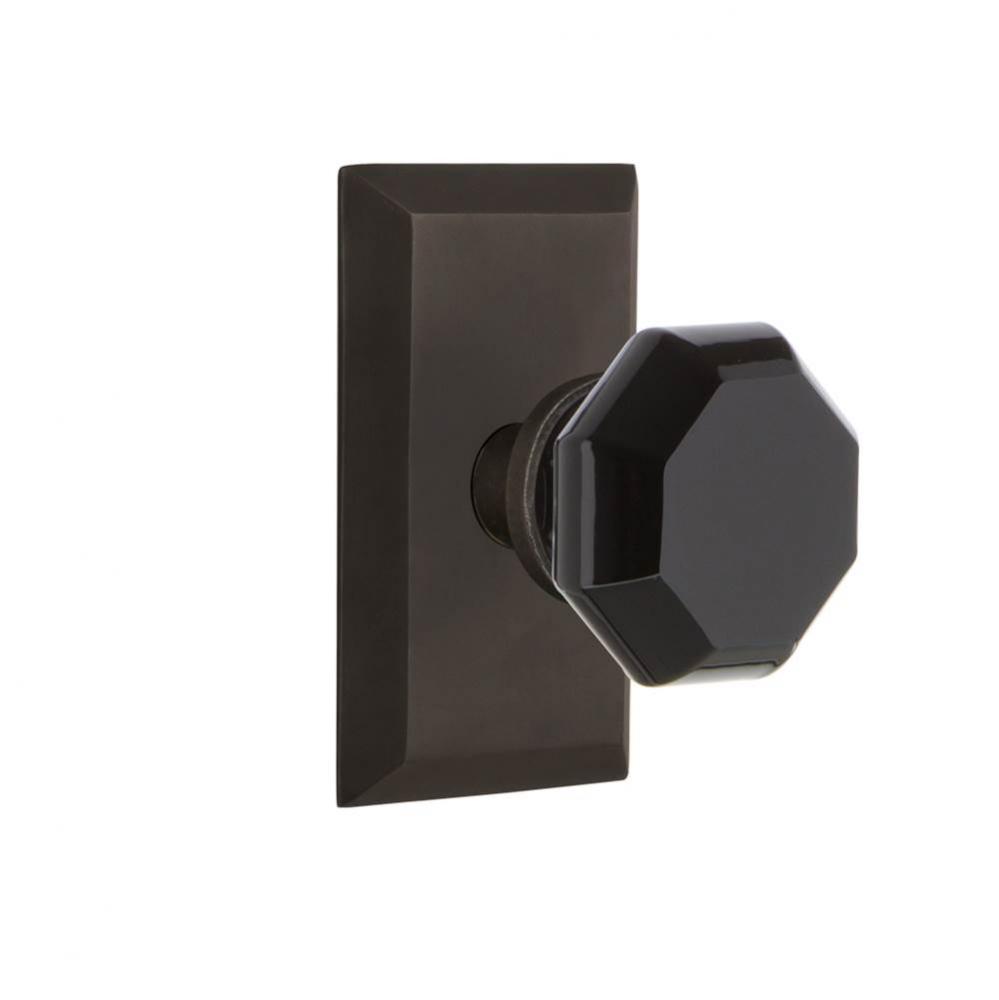 Nostalgic Warehouse Studio Plate Passage Waldorf Black Door Knob in Oil-Rubbed Bronze