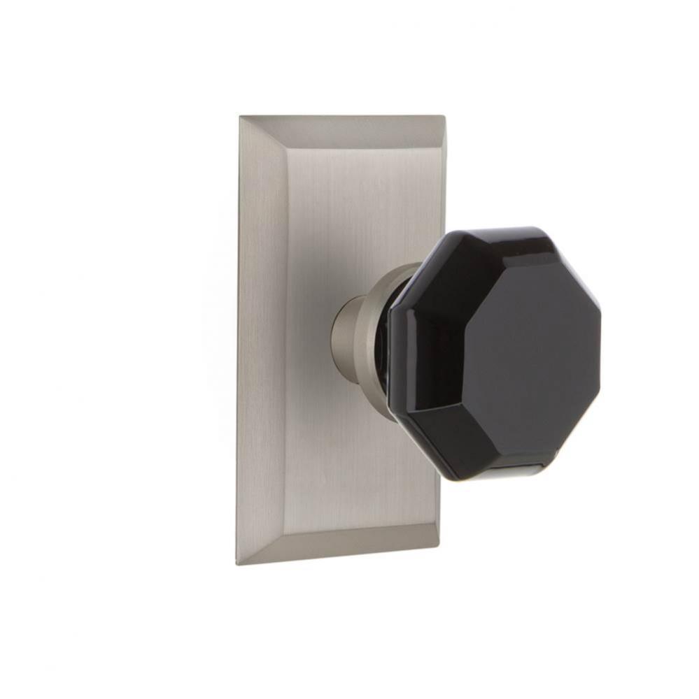 Nostalgic Warehouse Studio Plate Passage Waldorf Black Door Knob in Satin Nickel