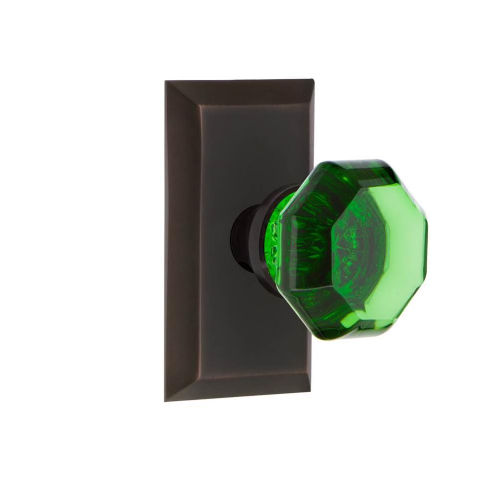 Nostalgic Warehouse Studio Plate Passage Waldorf Emerald Door Knob in Timeless Bronze