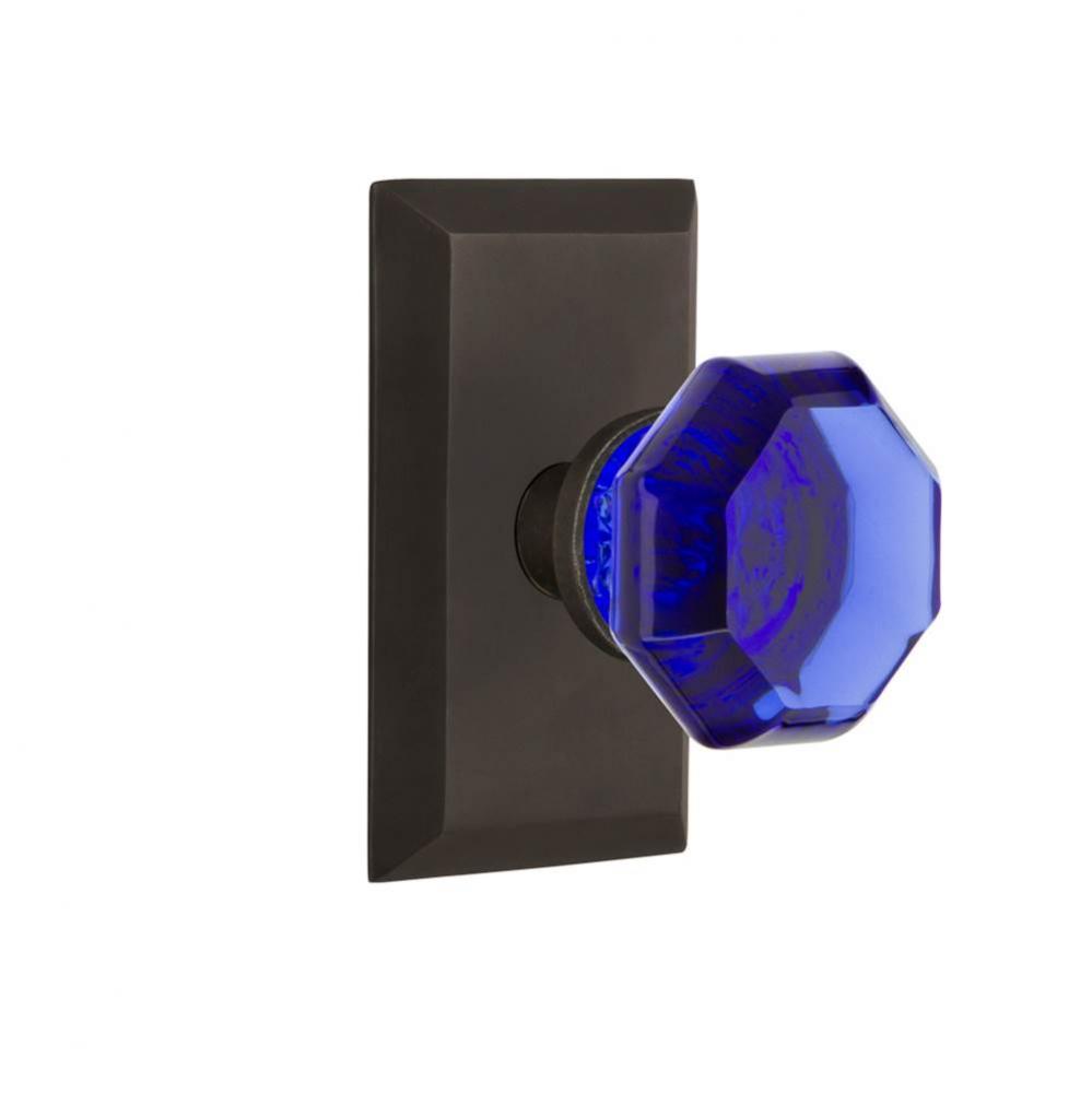 Nostalgic Warehouse Studio Plate Passage Waldorf Cobalt Door Knob in Oil-Rubbed Bronze