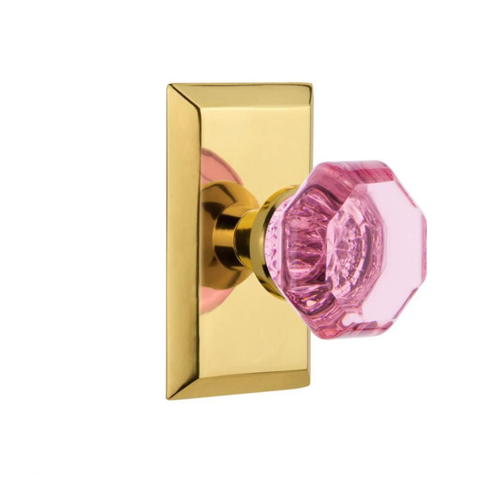 Nostalgic Warehouse Studio Plate Passage Waldorf Pink Door Knob in Polished Brass