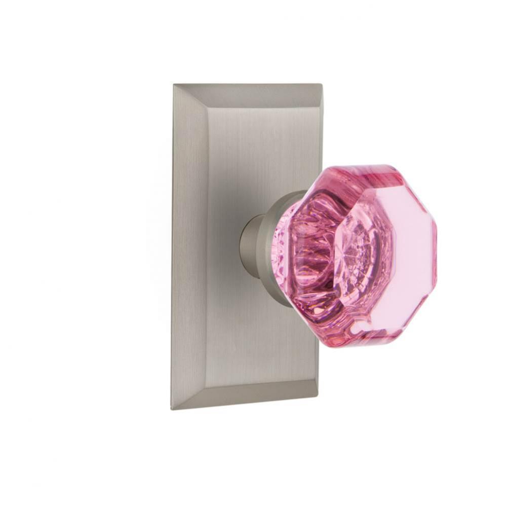 Nostalgic Warehouse Studio Plate Passage Waldorf Pink Door Knob in Satin Nickel