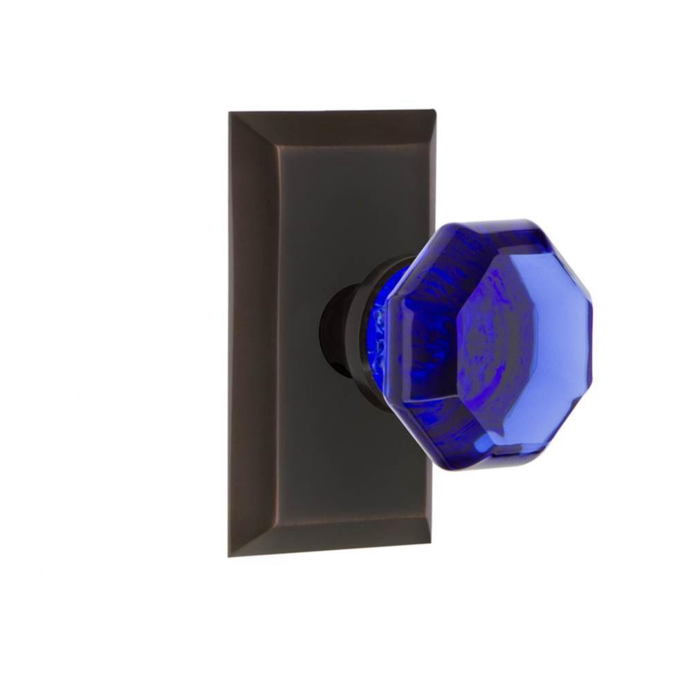 Nostalgic Warehouse Studio Plate Passage Waldorf Cobalt Door Knob in Timeless Bronze