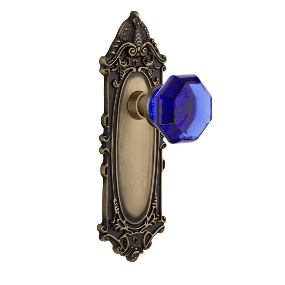 Nostalgic Warehouse Victorian Plate Passage Waldorf Cobalt Door Knob in Antique Brass