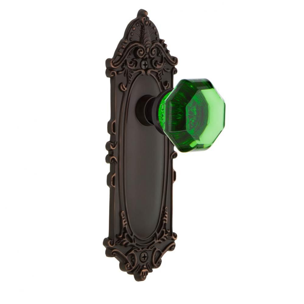 Nostalgic Warehouse Victorian Plate Passage Waldorf Emerald Door Knob in Timeless Bronze