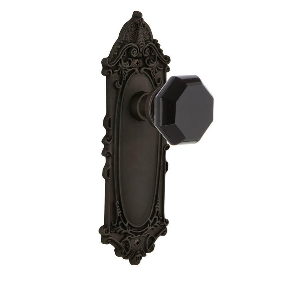 Nostalgic Warehouse Victorian Plate Passage Waldorf Black Door Knob in Oil-Rubbed Bronze