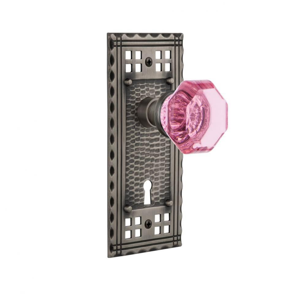 Nostalgic Warehouse Craftsman Plate with Keyhole Passage Waldorf Pink Door Knob in Antique Pewter