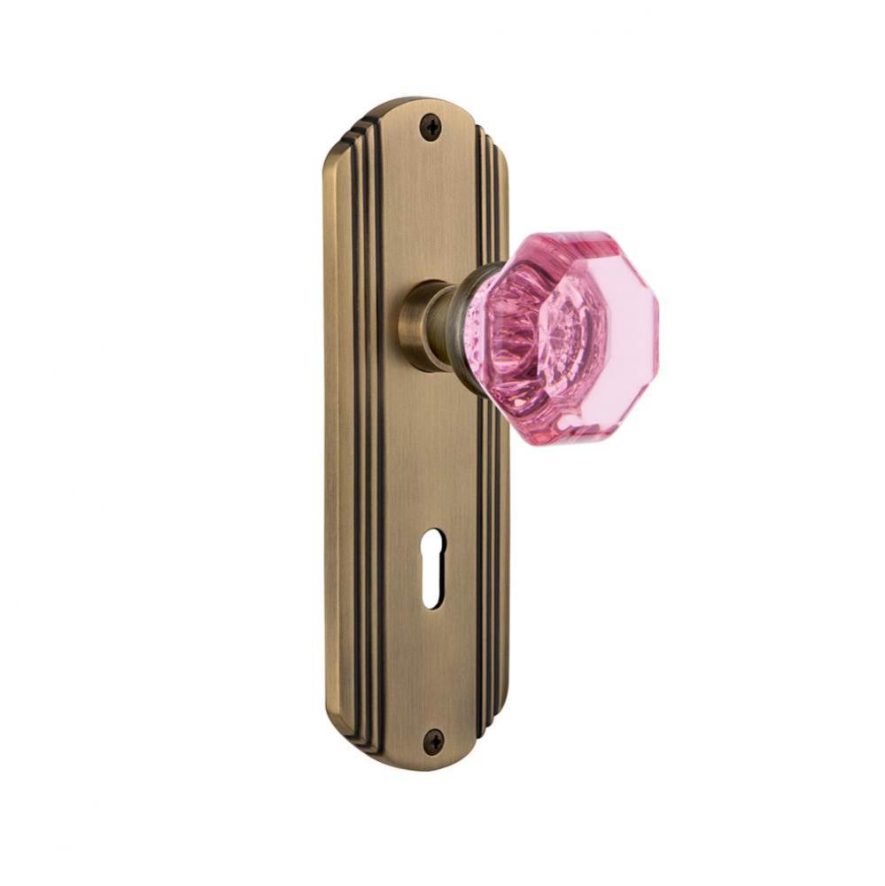 Nostalgic Warehouse Deco Plate with Keyhole Passage Waldorf Pink Door Knob in Antique Brass