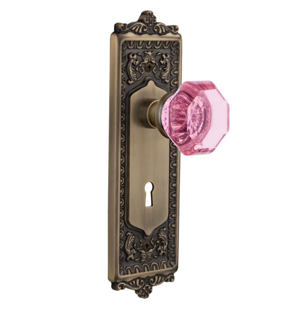 Nostalgic Warehouse Egg & Dart Plate with Keyhole Passage Waldorf Pink Door Knob in Antique Br