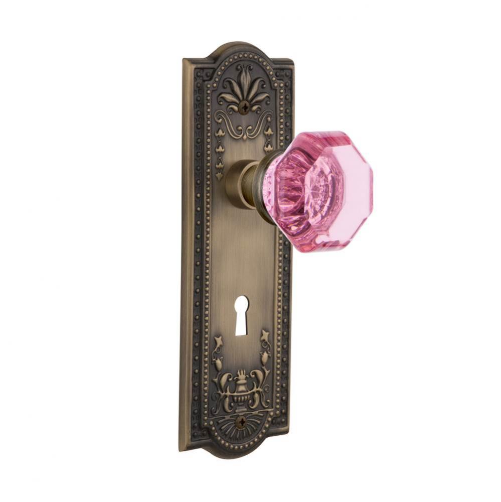 Nostalgic Warehouse Meadows Plate with Keyhole Passage Waldorf Pink Door Knob in Antique Brass