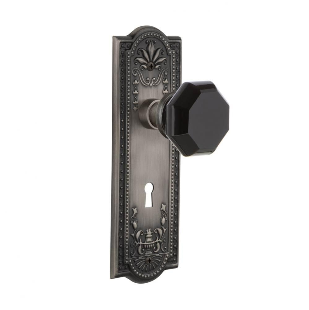 Nostalgic Warehouse Meadows Plate with Keyhole Passage Waldorf Black Door Knob in Antique Pewter