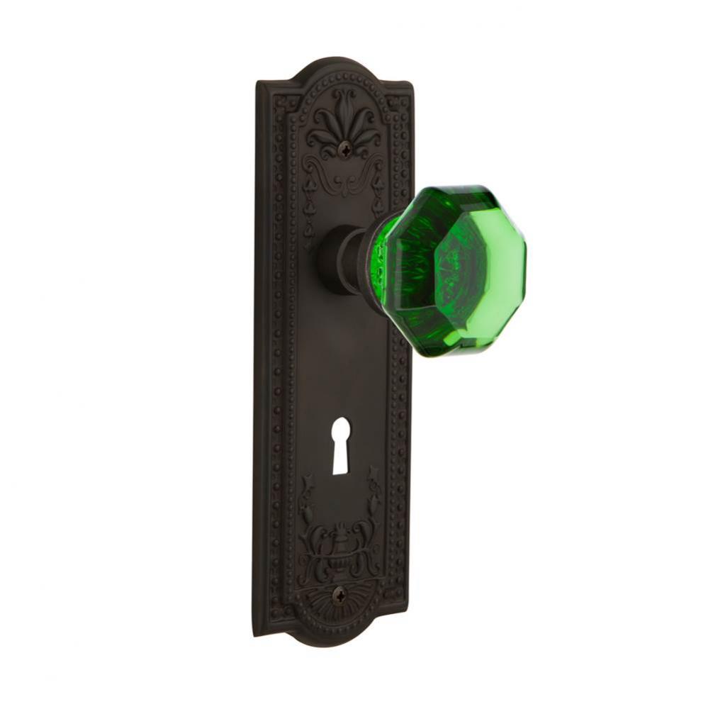 Nostalgic Warehouse Meadows Plate with Keyhole Passage Waldorf Emerald Door Knob in Oil-Rubbed Bro