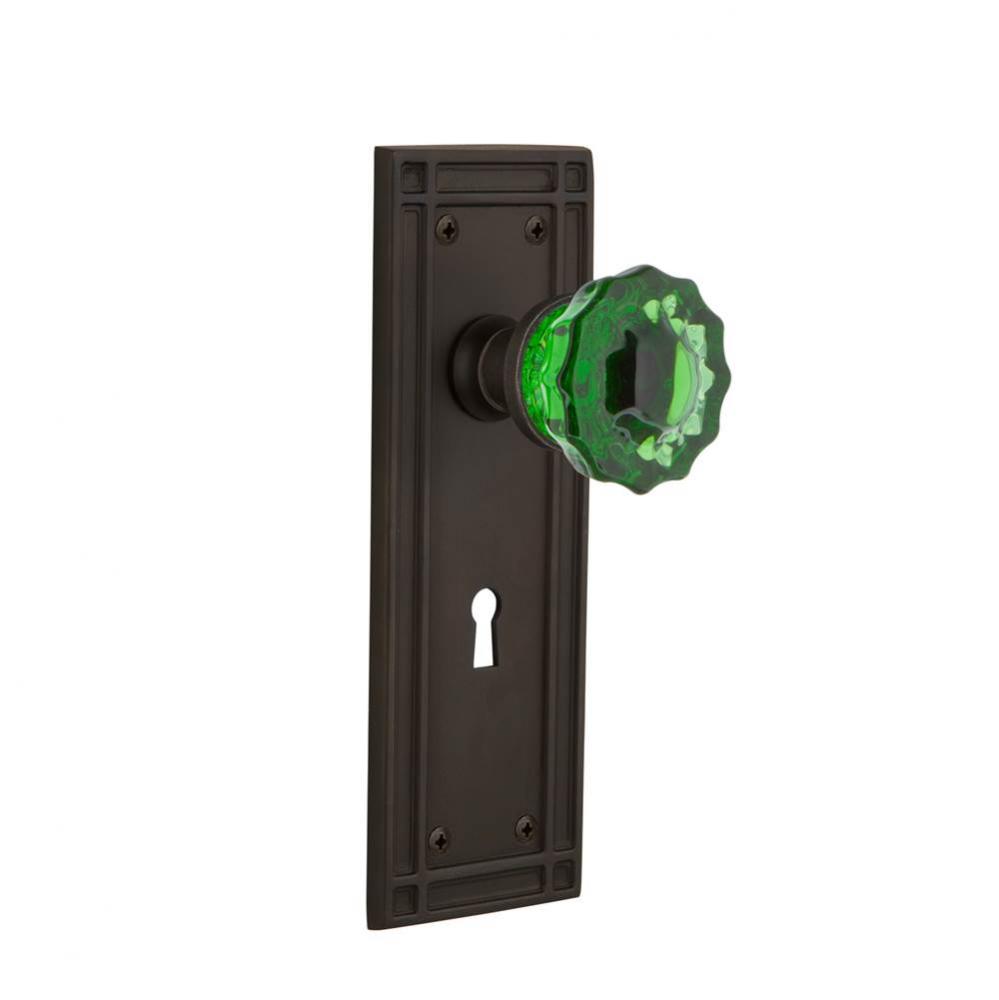 Nostalgic Warehouse Mission Plate with Keyhole Passage Crystal Emerald Glass Door Knob in Oil-Rubb