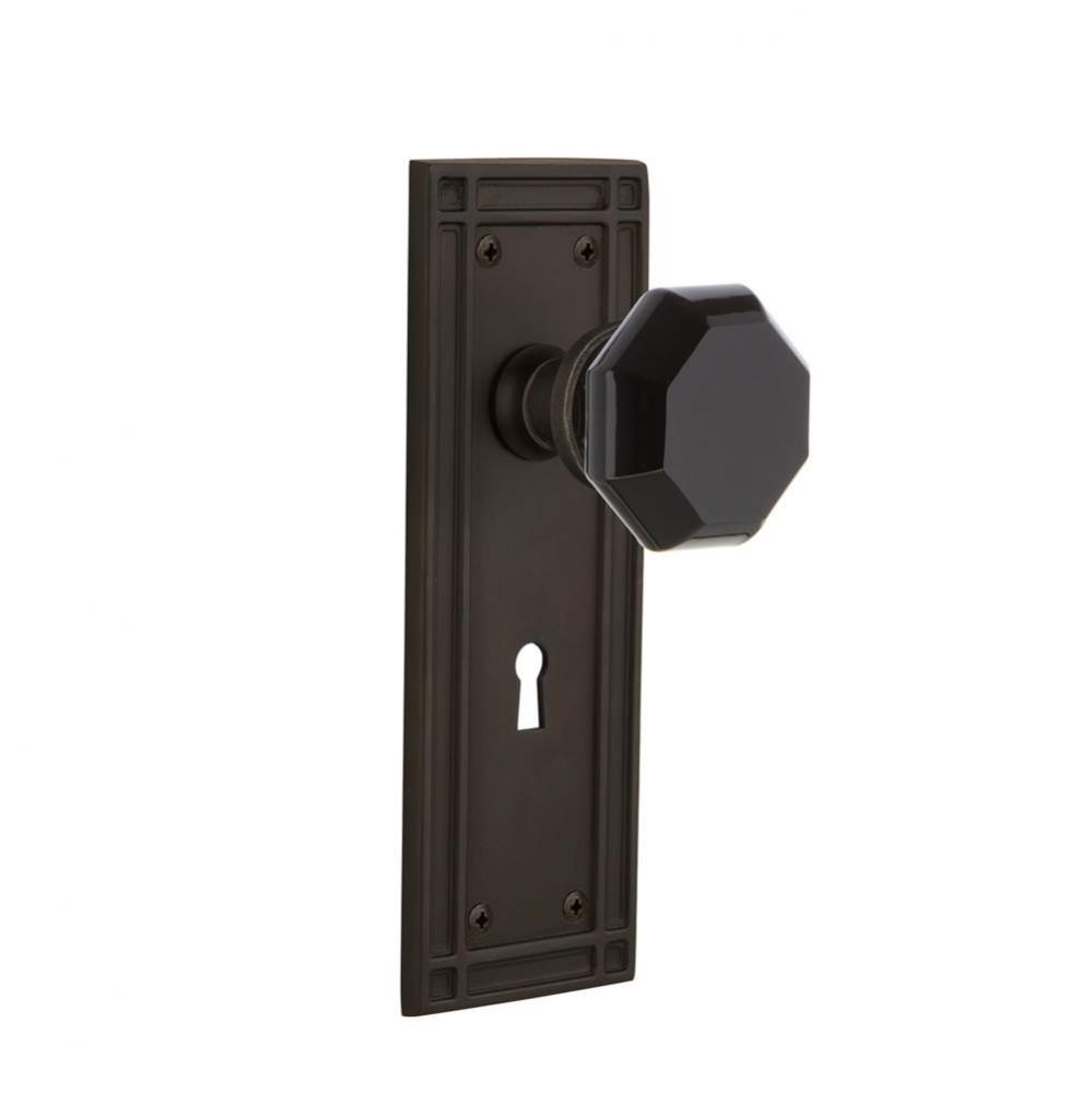 Nostalgic Warehouse Mission Plate with Keyhole Passage Waldorf Black Door Knob in Oil-Rubbed Bronz