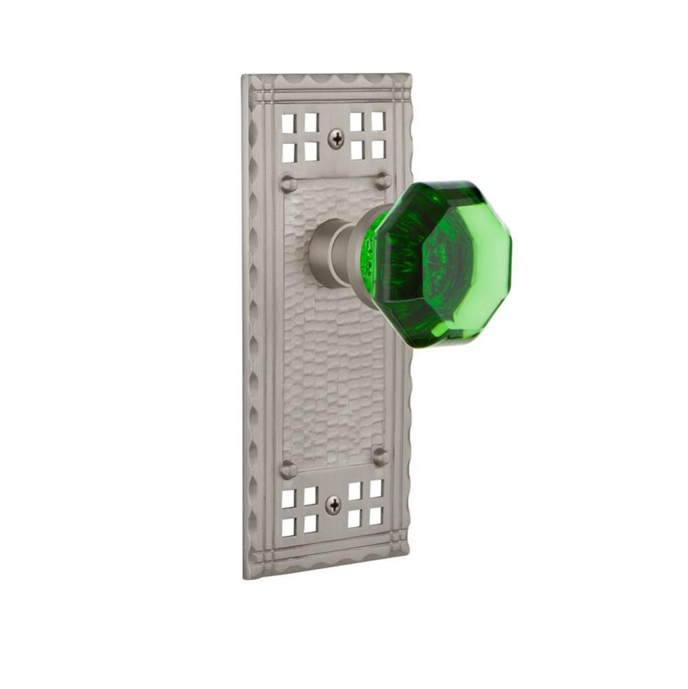 Nostalgic Warehouse Craftsman Plate Single Dummy Waldorf Emerald Door Knob in Satin Nickel