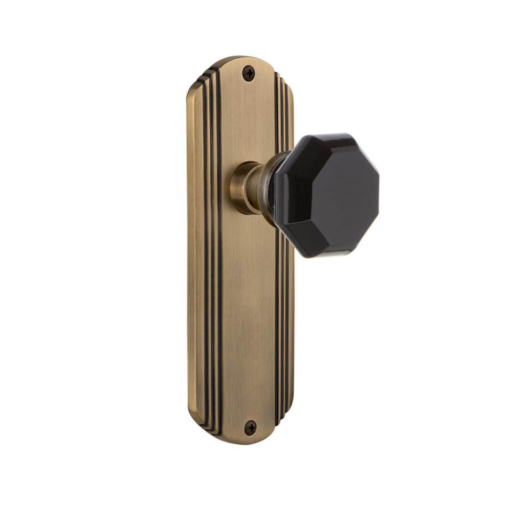 Nostalgic Warehouse Deco Plate Single Dummy Waldorf Black Door Knob in Antique Brass