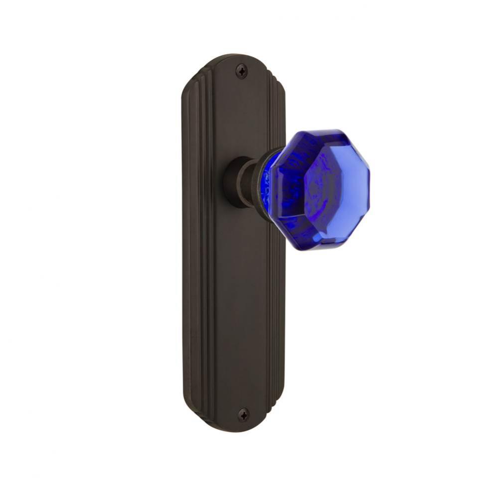 Nostalgic Warehouse Deco Plate Single Dummy Waldorf Cobalt Door Knob in Oil-Rubbed Bronze