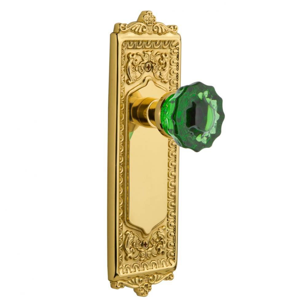 Nostalgic Warehouse Egg & Dart Plate Single Dummy Crystal Emerald Glass Door Knob in Unlaquere