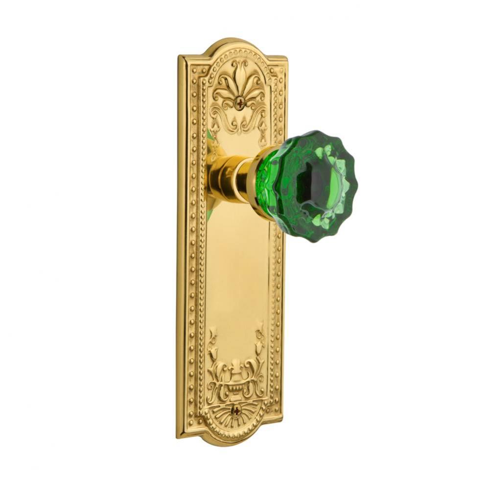 Nostalgic Warehouse Meadows Plate Single Dummy Crystal Emerald Glass Door Knob in Unlaquered Brass