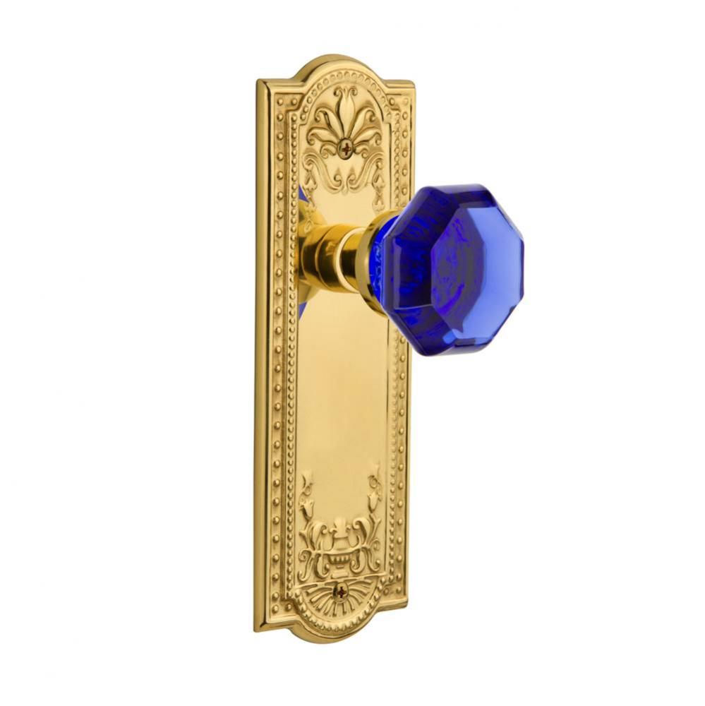 Nostalgic Warehouse Meadows Plate Single Dummy Waldorf Cobalt Door Knob in Polished Brass