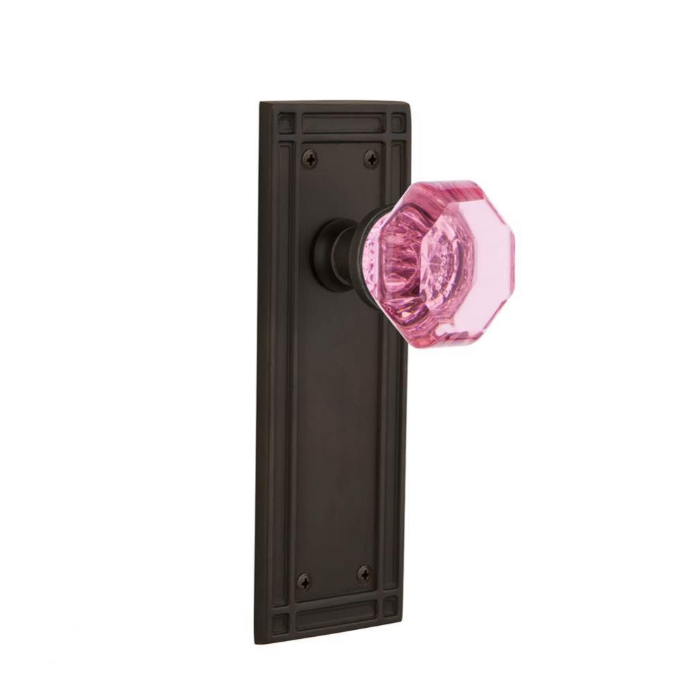 Nostalgic Warehouse Mission Plate Single Dummy Waldorf Pink Door Knob in Oil-Rubbed Bronze